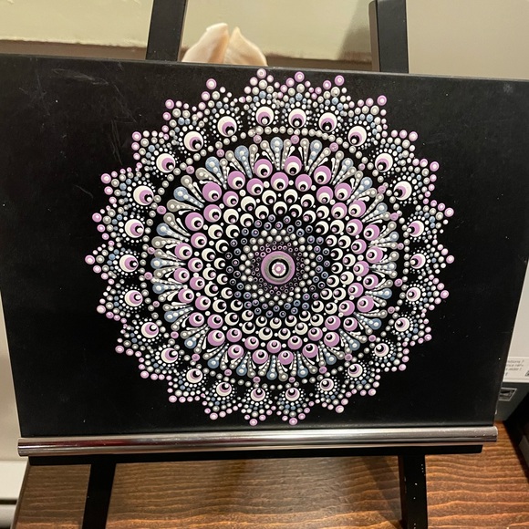 Mandala dotting art. Recycled picture frame with Stand, painted on the glass. - Picture 2 of 6